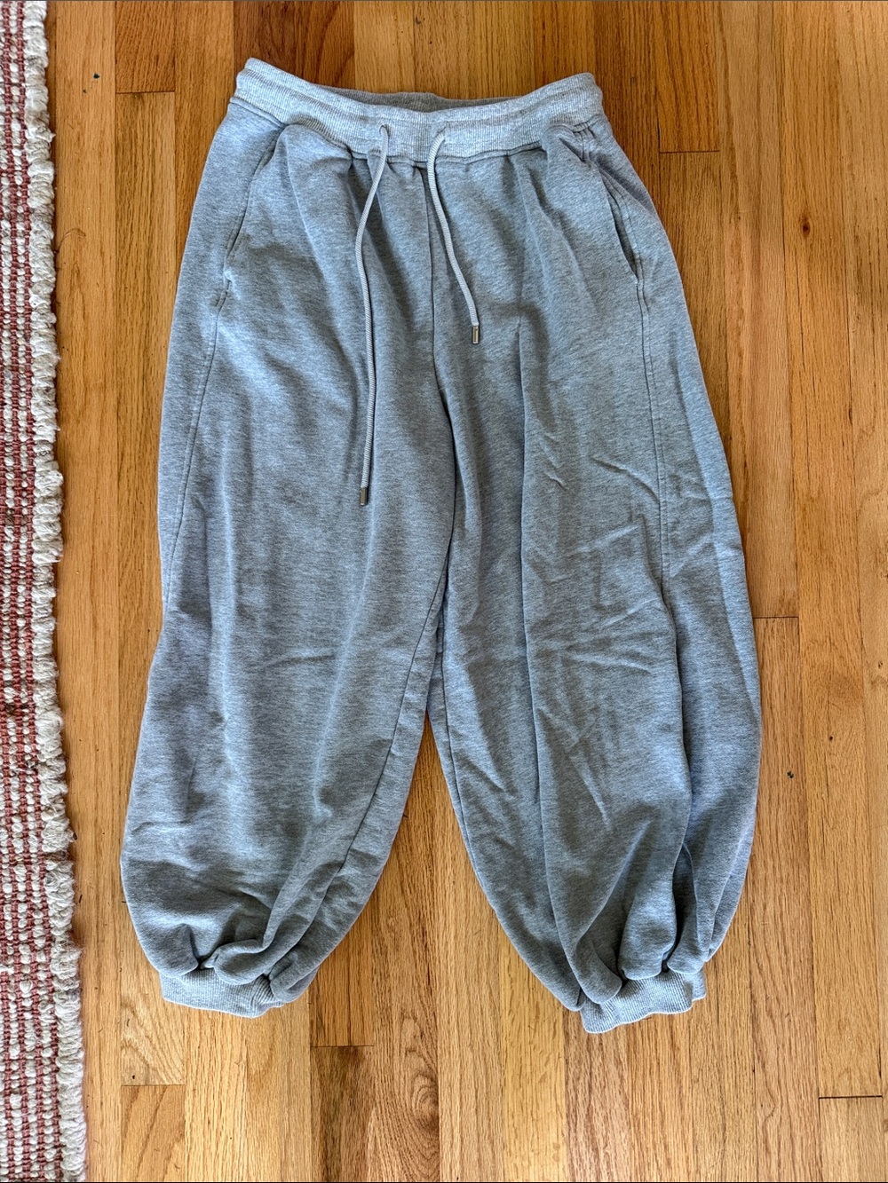 Women's Grey Drawstring Jogger Pants - Relaxed Track Style